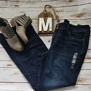 Maurices Everflex Flare Dark Wash Distressed Hem Jeans NWT